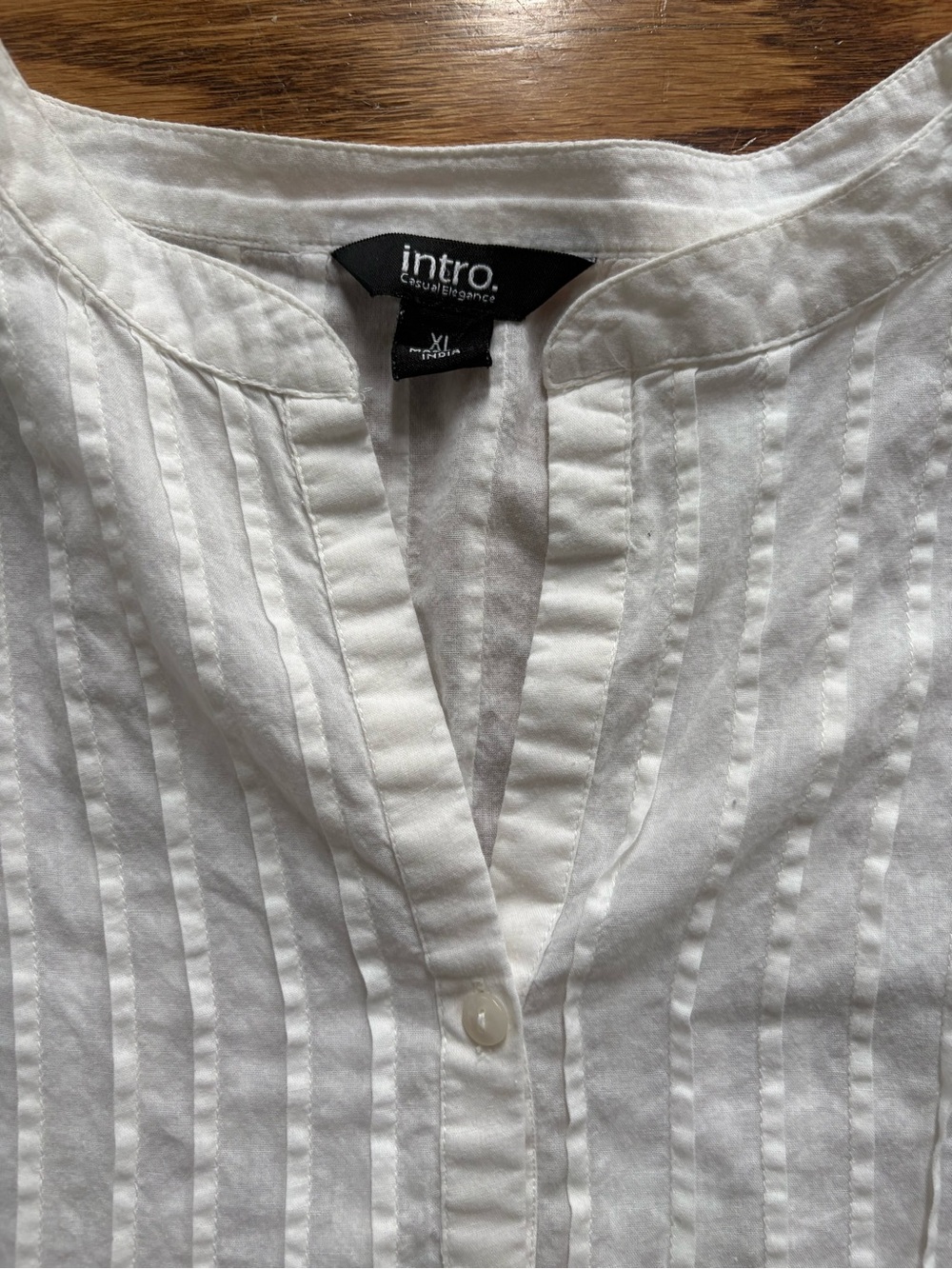 intro. White Crochet-Trim Button-Front Peasant Blouse - Picture 2 of 5